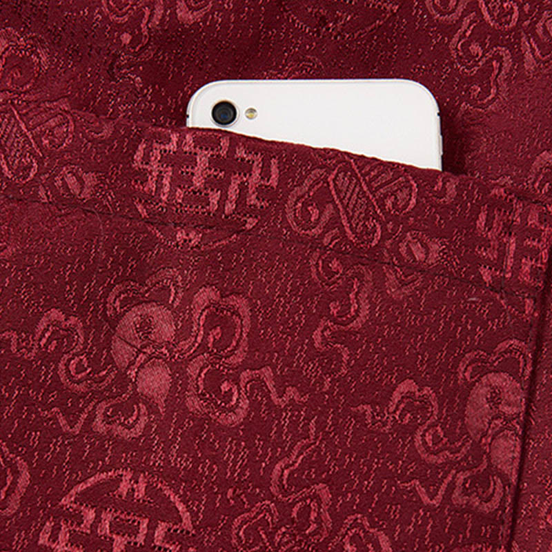 Buddha Stones Embroidery Pattern Stand Collar Long Sleeve Men's Tang Suit Jacket With Pockets - image 9