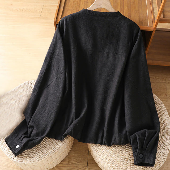 Buddha Stones Women's Cotton Zipper Design Double Layer Long Sleeve Jacket With Pockets - image 2