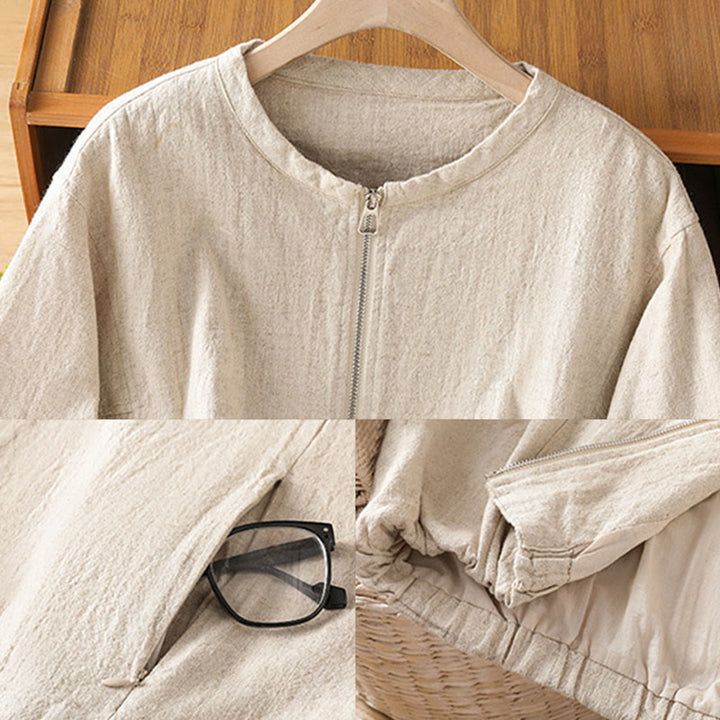 Buddha Stones Women's Cotton Zipper Design Double Layer Long Sleeve Jacket With Pockets - image 20