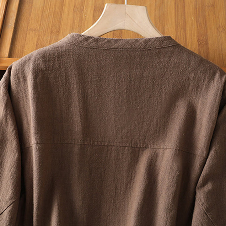 Buddha Stones Women's Cotton Zipper Design Double Layer Long Sleeve Jacket With Pockets - image 25