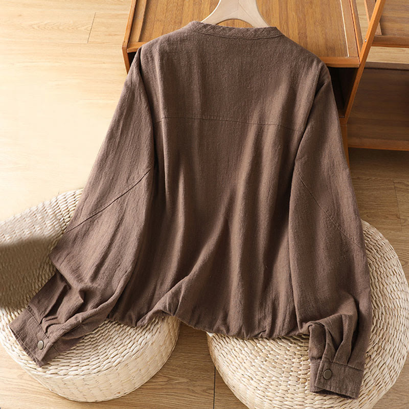 Buddha Stones Women's Cotton Zipper Design Double Layer Long Sleeve Jacket With Pockets - image 22