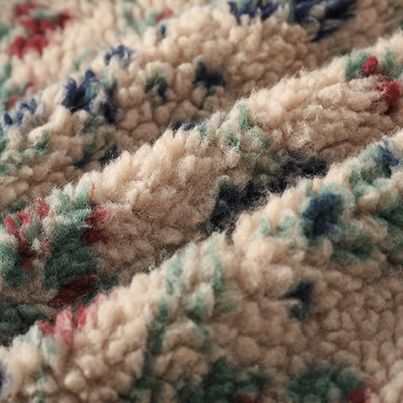 Buddha Stones Women's Cotton Flower Pattern Buttons Design Long Sleeve Thermal Jacket With Pockets - image 11