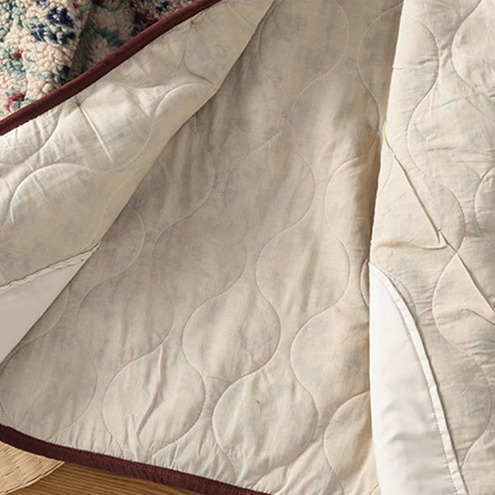 Buddha Stones Women's Cotton Flower Pattern Buttons Design Long Sleeve Thermal Jacket With Pockets - image 13