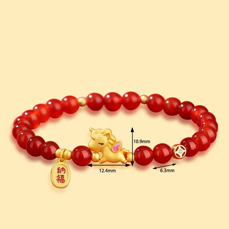 Buddha Stones 925 Sterling Silver Year Of The Horse Red Agate Lucky Fortune Confidence Bracelet - image 3