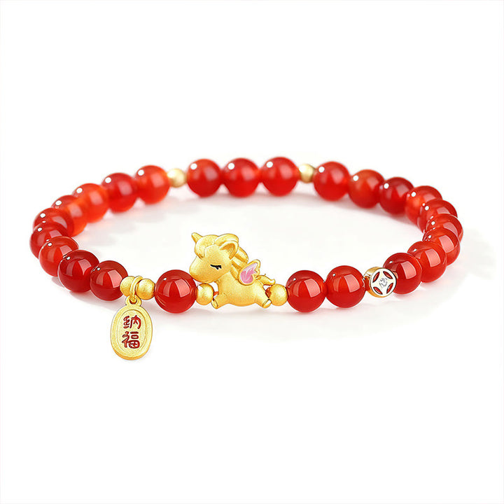 Buddha Stones 925 Sterling Silver Year Of The Horse Red Agate Lucky Fortune Confidence Bracelet - image 4