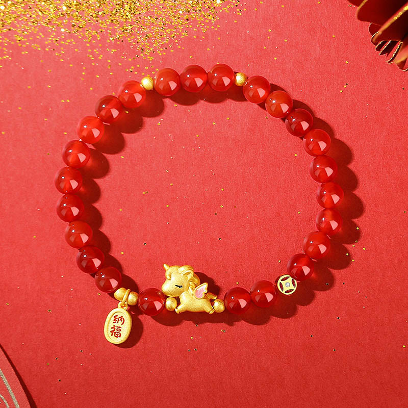 Buddha Stones 925 Sterling Silver Year Of The Horse Red Agate Lucky Fortune Confidence Bracelet - image 2