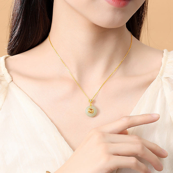 Buddha Stones 925 Sterling Silver Hetian Jade Peace Buckle Year Of The Horse Red String Bracelet - image 14