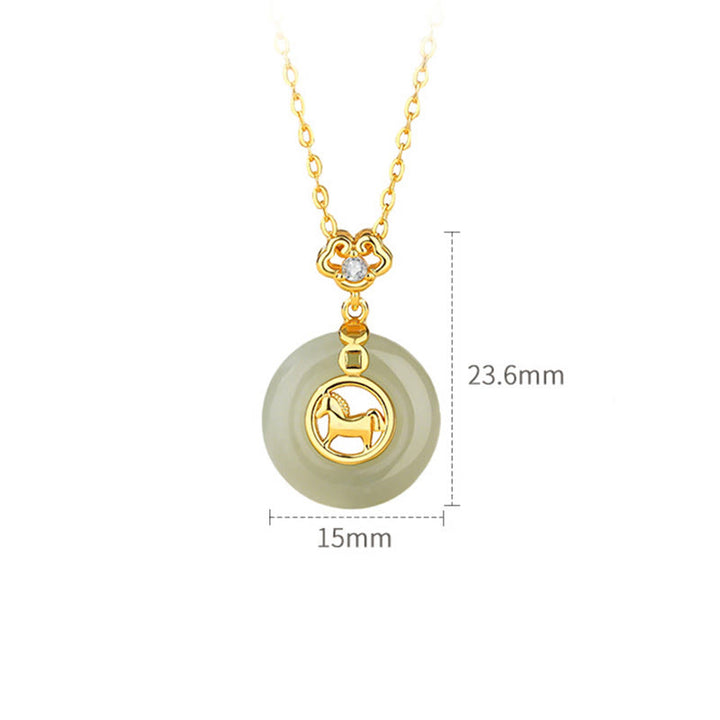 Buddha Stones 925 Sterling Silver Hetian Jade Peace Buckle Year Of The Horse Red String Bracelet - image 16