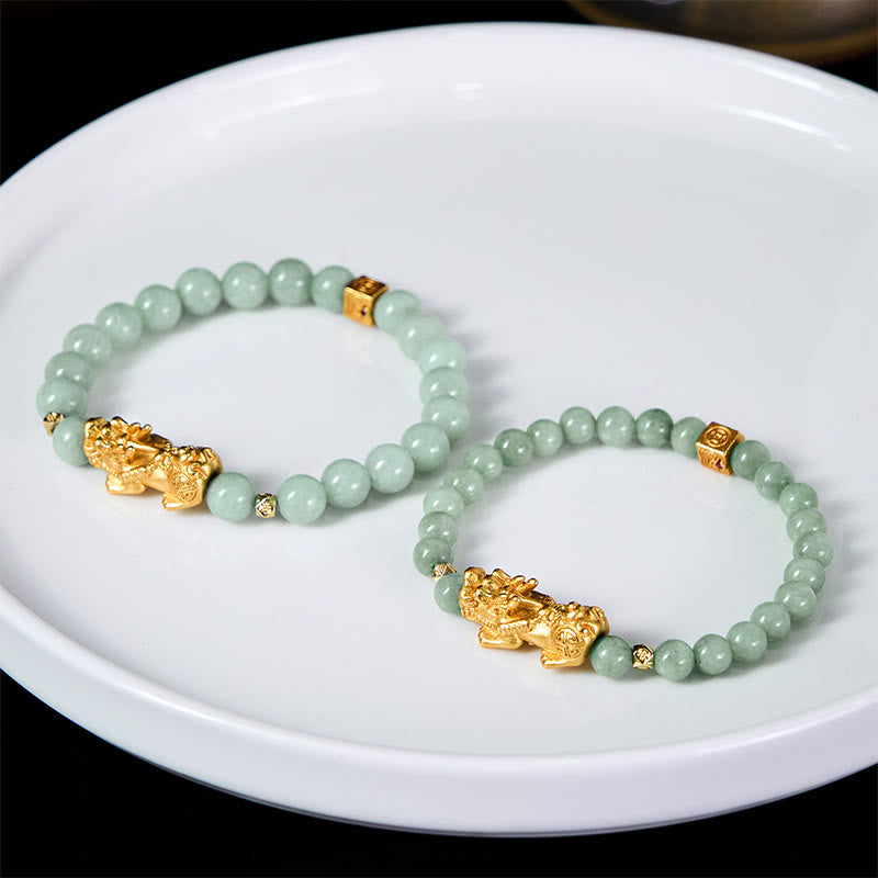 Buddha Stones Golden Pi Xiu Charm Jade Luck Prosperity Beaded Bracelet - image 17