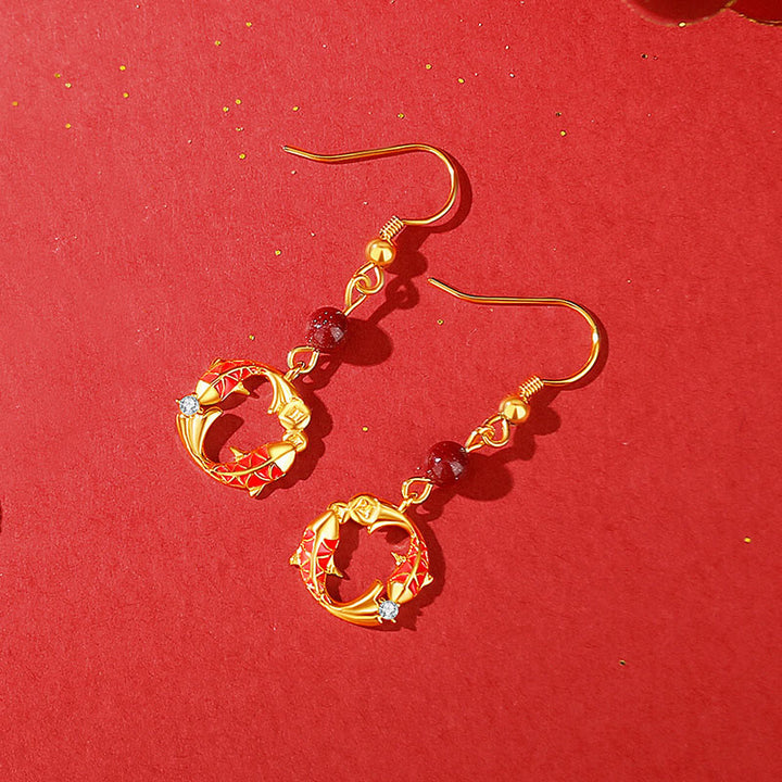 Buddha Stones 925 Sterling Silver Plated 18k Gold Double Koi Fish Blessing Necklace Pendant - Golden Koi Fish Earrings - image 16