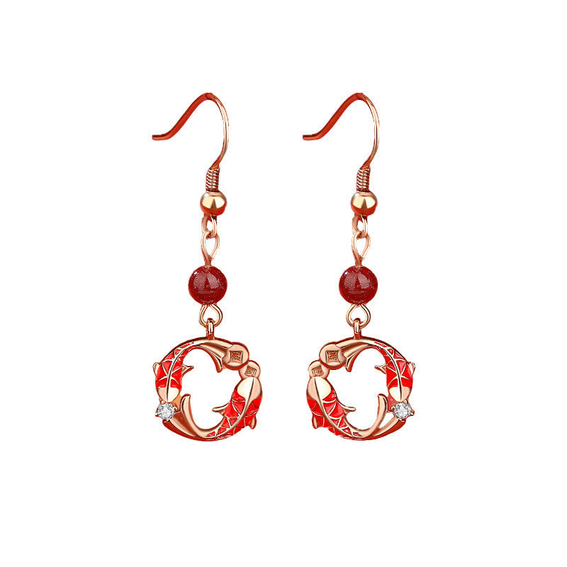 Buddha Stones 925 Sterling Silver Plated 18k Gold Double Koi Fish Blessing Necklace Pendant - image 15