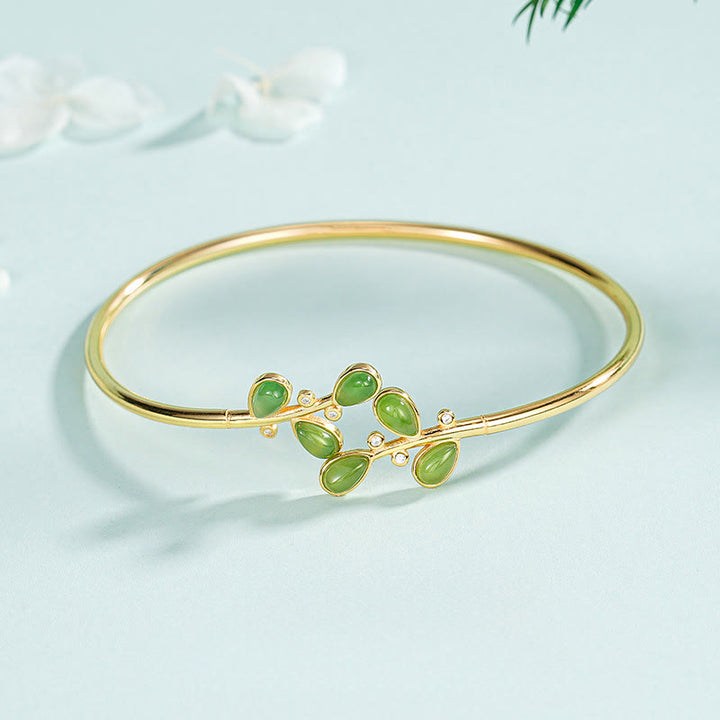 Buddha Stones 925 Sterling Silver Green Jasper Leave Design Balance Earrings - image 7