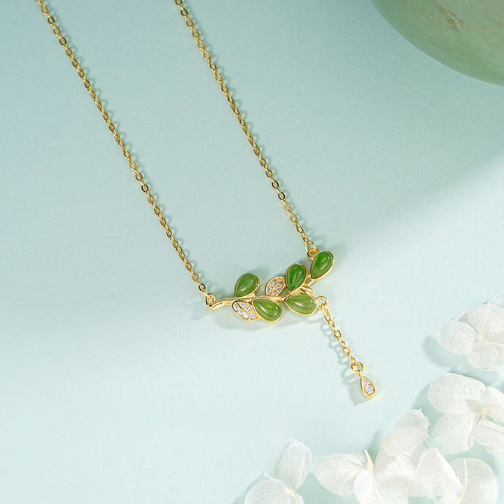 Buddha Stones 925 Sterling Silver Green Jasper Leave Design Balance Earrings - image 14