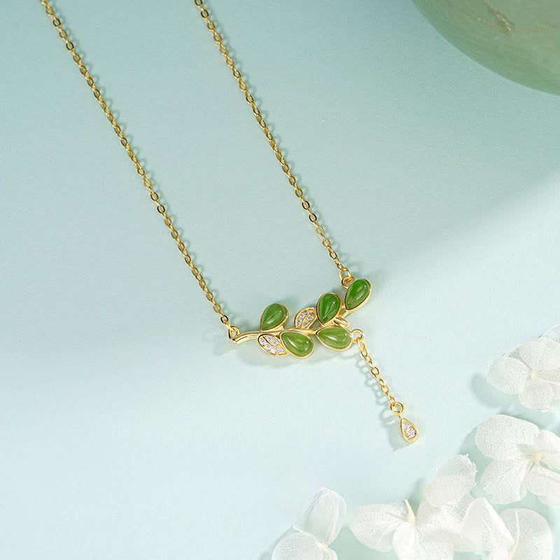 Buddha Stones 925 Sterling Silver Leaves Engraved Green Jasper Protection Bracelet Bangle - image 9