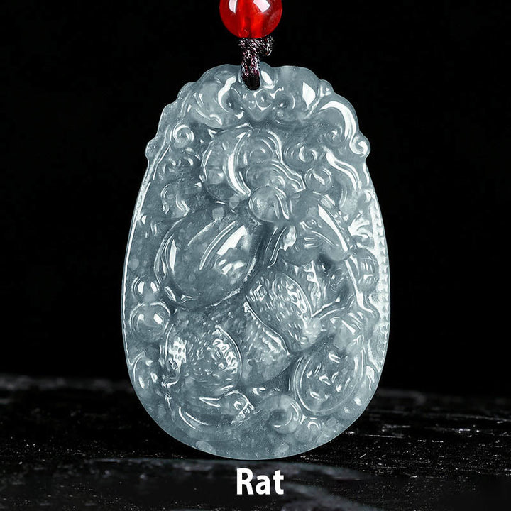 Buddha Stones Chinese Zodiac Jade Year of the Horse Luck Rope Necklace Pendant - Rat - image 6
