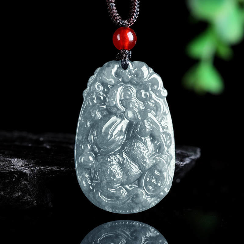 Buddha Stones Chinese Zodiac Jade Year of the Horse Luck Rope Necklace Pendant - image 8