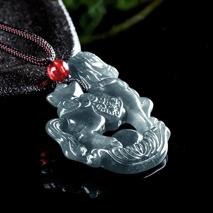 Buddha Stones Year of the Horse Jade Ingot Luck Prosperity Rope Necklace Pendant - image 3