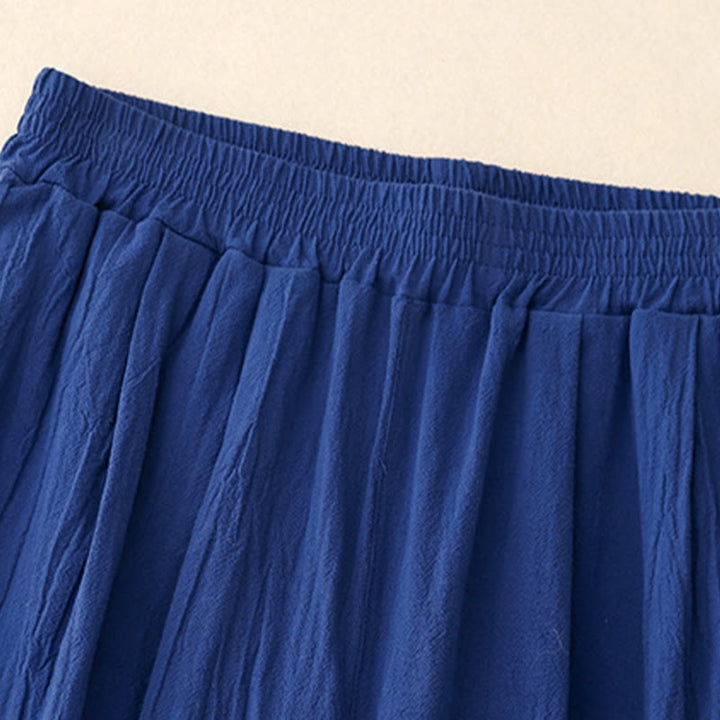 Buddha Stones Commute Solid Color Women's Harem Elastic Waist Cotton 7-8 Length Pants With Pockets - image 5