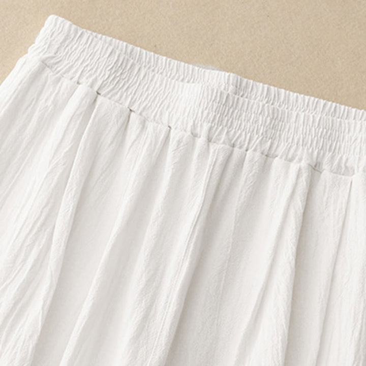 Buddha Stones Commute Solid Color Women's Harem Elastic Waist Cotton 7-8 Length Pants With Pockets - image 11