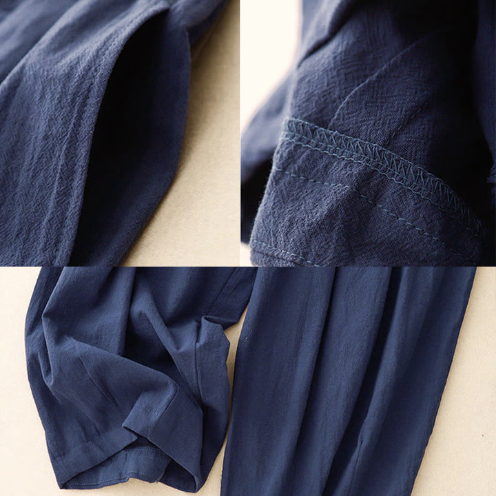 Buddha Stones Commute Solid Color Women's Harem Elastic Waist Cotton 7-8 Length Pants With Pockets - image 2