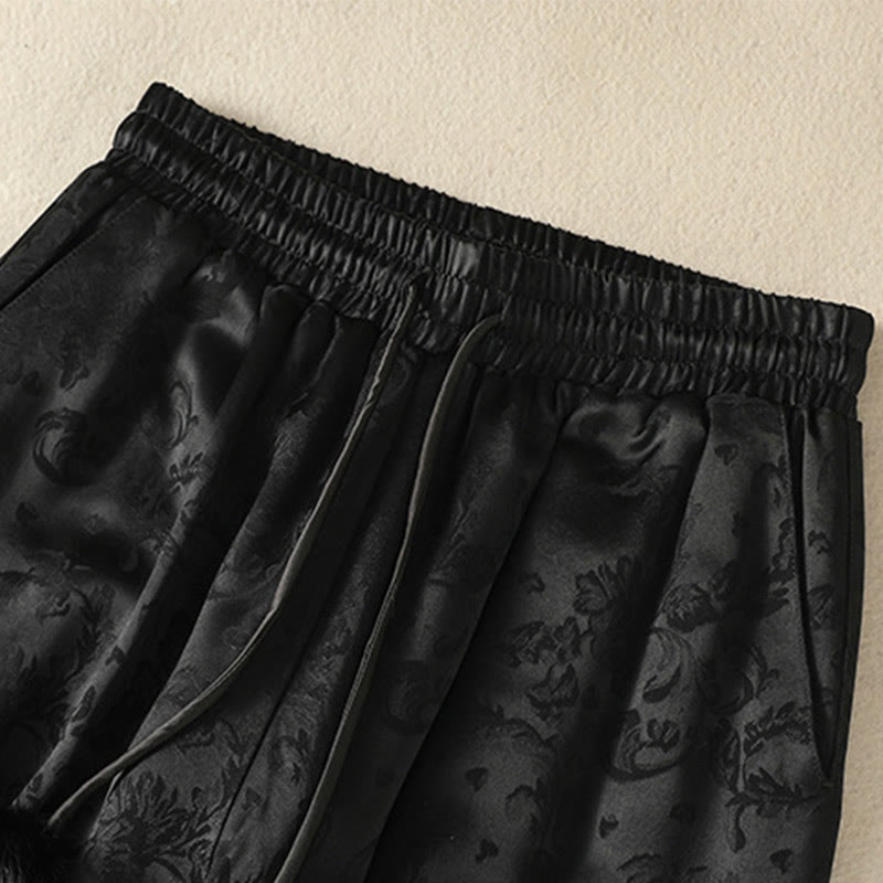 Buddha Stones Jacquard High Waist Design Women's Wide Leg Thermal Thickened Pants With Pockets - image 12