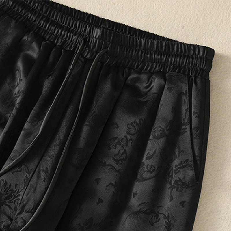Buddha Stones Jacquard High Waist Design Women's Wide Leg Thermal Thickened Pants With Pockets - image 14