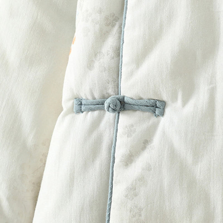 Buddha Stones Women's Blue Flower Frog-Button Design Long Sleeve Thermal Jacket - image 7