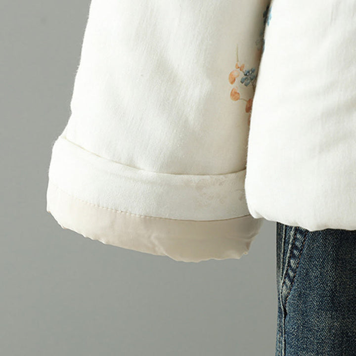 Buddha Stones Women's Blue Flower Frog-Button Design Long Sleeve Thermal Jacket - image 5