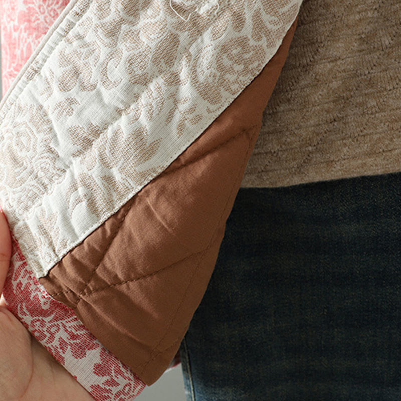 Buddha Stones Women's Peony Flowers Frog-Button Design Long Sleeve Thermal Jacket With Pockets - image 7