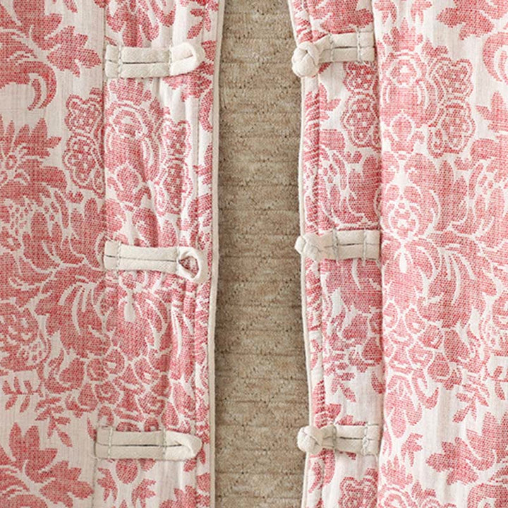 Buddha Stones Women's Peony Flowers Frog-Button Design Long Sleeve Thermal Jacket With Pockets - image 6