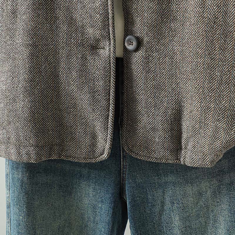 Buddha Stones Women's Brown Buttons Design Long Sleeve Thermal Jacket With Pockets - image 8