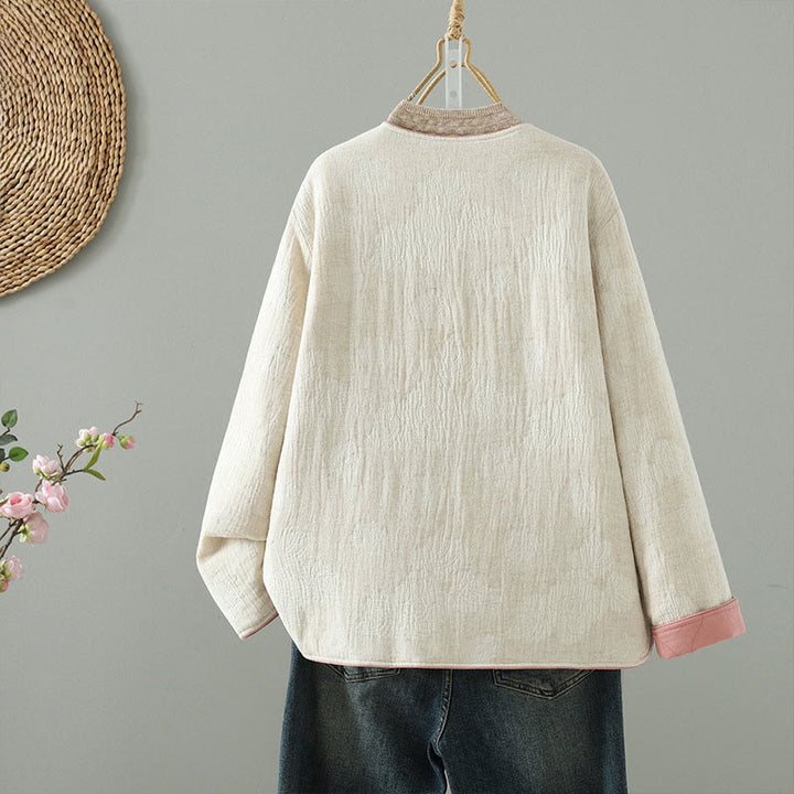 Buddha Stones Women's Beige Frog-Button Long Sleeve Thermal Jacket With Pockets - image 1