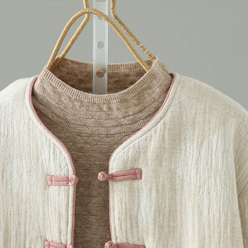 Buddha Stones Women's Beige Frog-Button Long Sleeve Thermal Jacket With Pockets - image 2