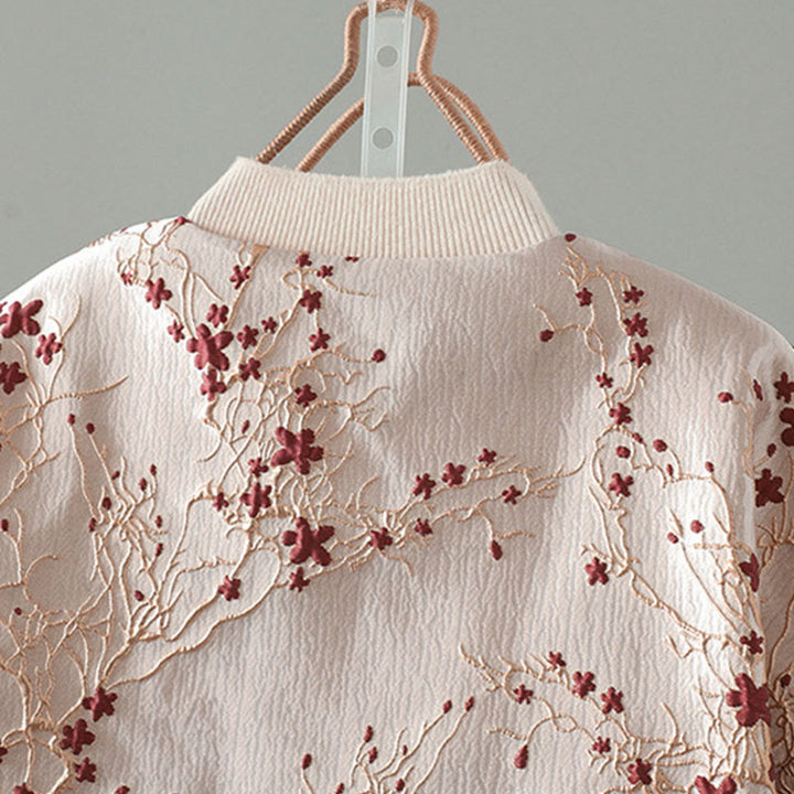 Buddha Stones Red Flowers Vine Buttons Design Long Sleeve Thermal Women's Jacket With Pockets - image 3