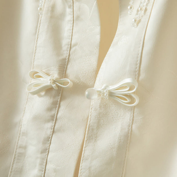 Buddha Stones Fall Flower Embroidery Frog-Button Design Long Sleeve Women's Jacket - image 7