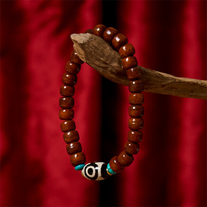 Buddha Stones Bone Beads Vajra Three-eyed Dzi Bead Luck Bracelet - Bone Beads & Three-eyed Dzi Bead(Wrist Circumference: 15cm-16cm) - image 7