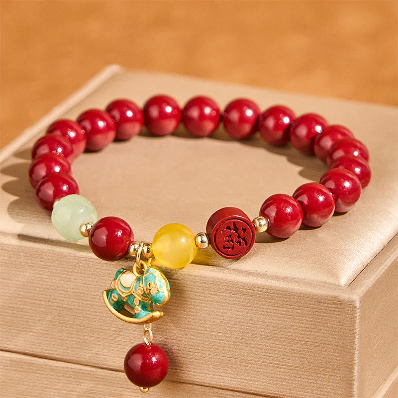 Buddha Stones Year Of The Horse Natural Cinnabar Red Agate Calm Confidence Bracelet - image 2