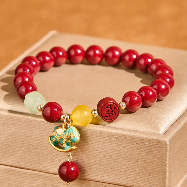 Buddha Stones Year Of The Horse Natural Cinnabar Red Agate Calm Confidence Bracelet - image 2