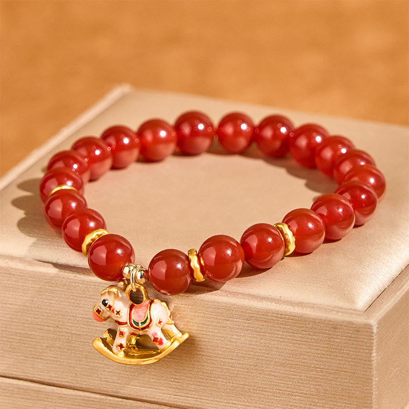 Buddha Stones Year Of The Horse Natural Cinnabar Red Agate Calm Confidence Bracelet - image 9