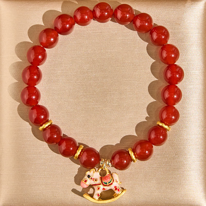 Buddha Stones Year Of The Horse Natural Cinnabar Red Agate Calm Confidence Bracelet - image 10