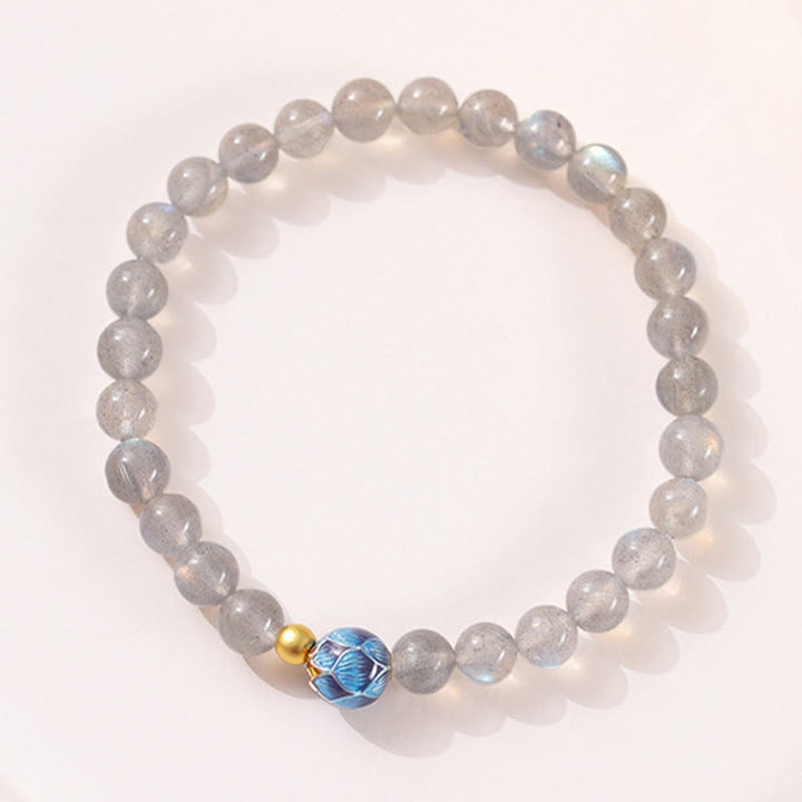 Buddha Stones Natural Moonstone Lotus Love Charming Bracelet - image 2