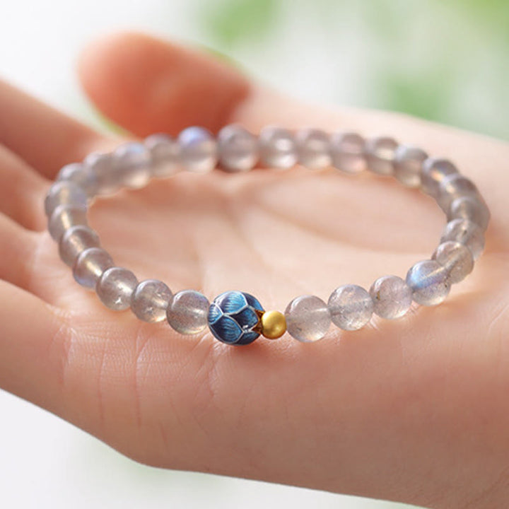 Buddha Stones Natural Moonstone Lotus Love Charming Bracelet - image 3