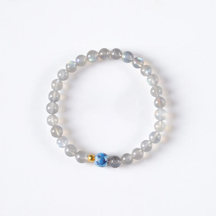 Buddha Stones Natural Moonstone Lotus Love Charming Bracelet - image 7