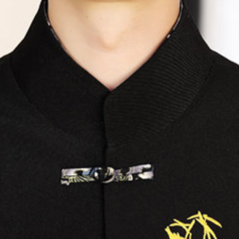 Buddha Stones 2Pcs Tang Suit Bamboo Frog-Button Men's Long Sleeve Shirt Pants Clothing Set - image 4