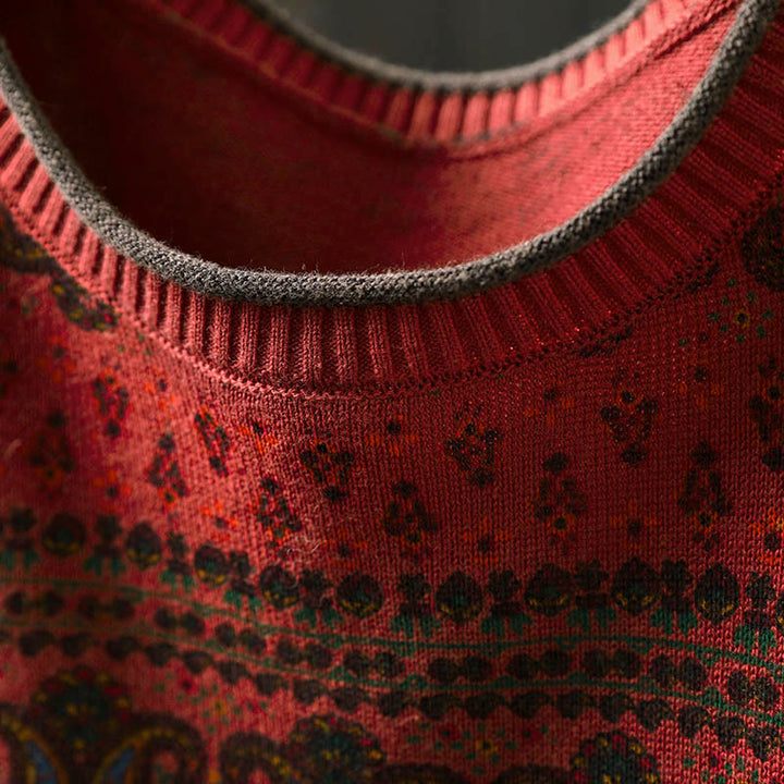 Buddha Stones Fall Plant Floral Pattern Crew Neck Long Sleeve Women's Cotton Sweater With Pocket - image 6