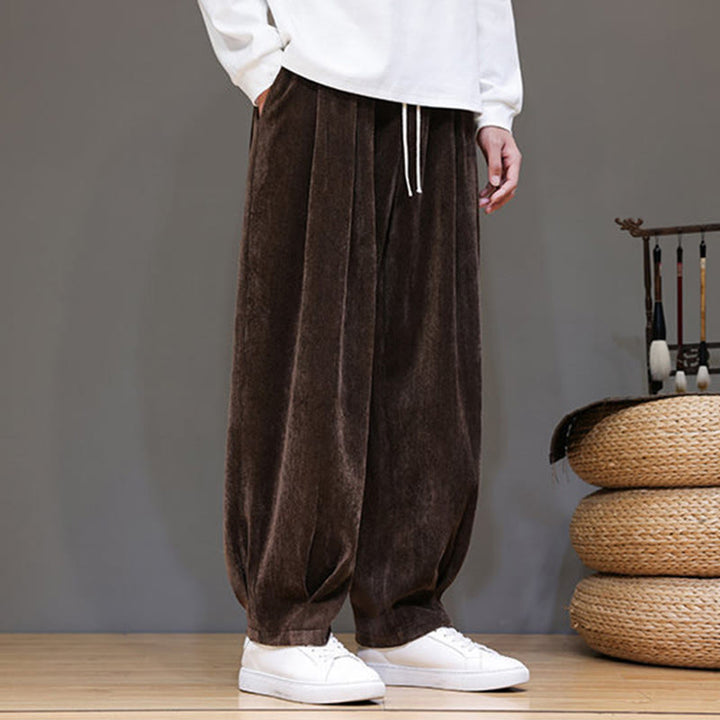 Buddha Stones Winter Pure Color Cotton Men's Harem Thickened Fleece-lined Pants With Pockets - SaddleBrown - US/UK/AU46，EU56 (5XL) - image 16
