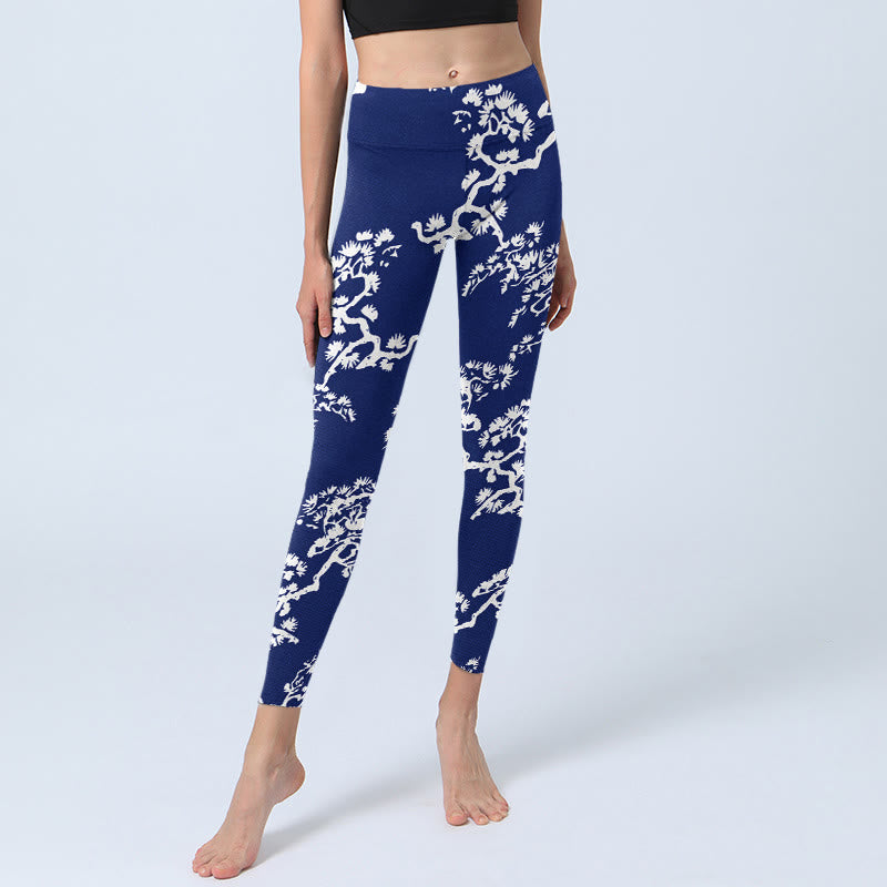 Buddha Stones Pine Tree Silhouette Pattern Print Gym Leggings Women's Yoga Pants - image 5