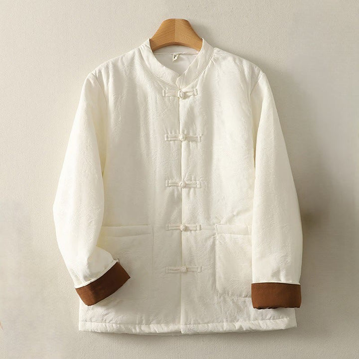 Buddha Stones Women's Solid Color Frog-Button Design Long Sleeve Cotton Jacket With Pockets - Beige - US8-10，UK/AU12-14，EU40-42 (XL) - image 5