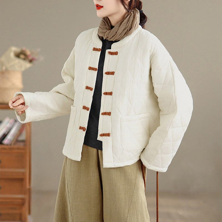 Buddha Stones Women's Plain Cotton-padded Tai Chi Zen Long Sleeve Jacket With Pockets - White - US14，UK/AU18，EU46 (2XL) - image 17