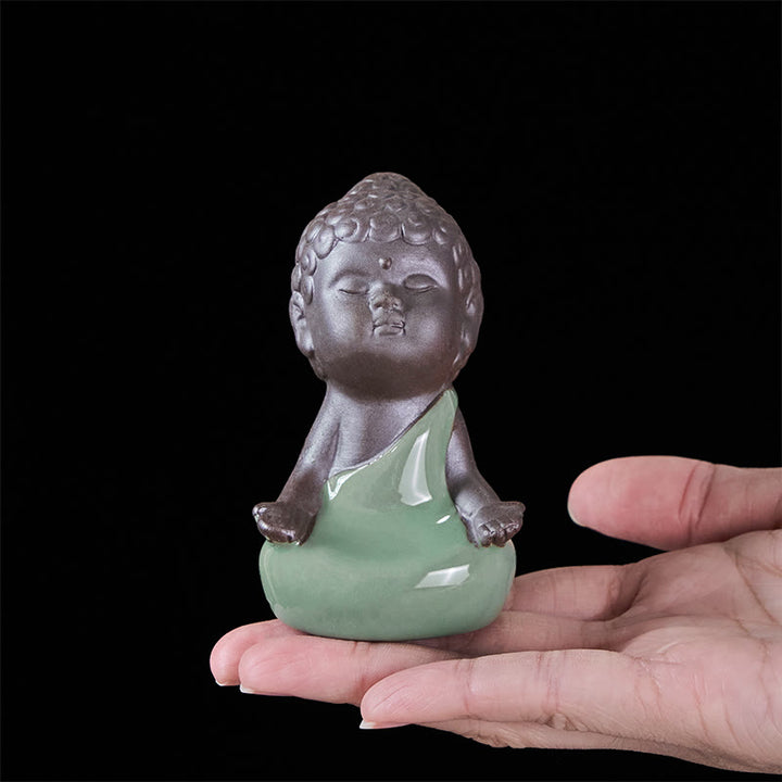 Buddha Stones Prayer Meditation Resting Monk Ceramic Statue Serenity Home Decoration - image 15